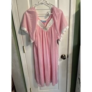 VTG-NWT's COFFEE TIME Women's Pink Night Gown One Size Fits All (8-18) V-Neck